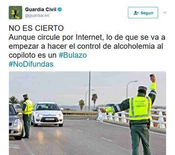 Nuevo bulo sobre controles de alcoholemia