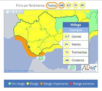 AEMET activa los avisos amarillos en toda la Axarquía