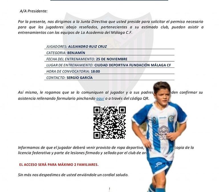 Jugador del CD Nerja convocado por el Málaga CF para pruebas
