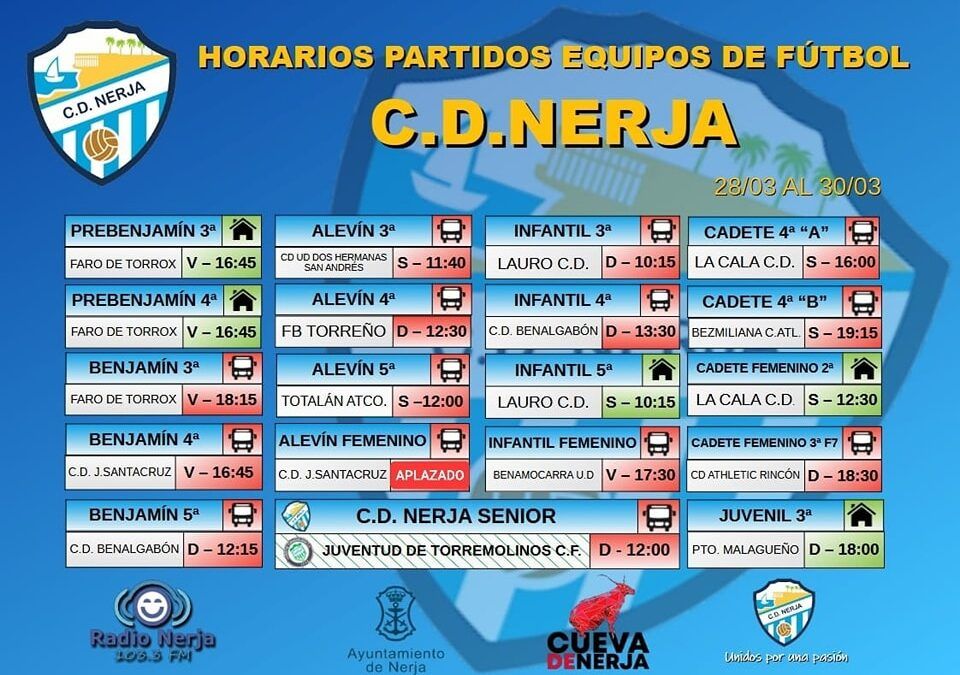 Fin de semana de emociones para el CD Nerja: horarios y partidos