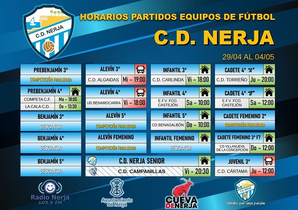 El CD Nerja afronta una semana llena de encuentros en todas sus categorías