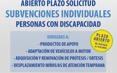 Abierto el plazo de ayudas individuales para personas con discapacidad