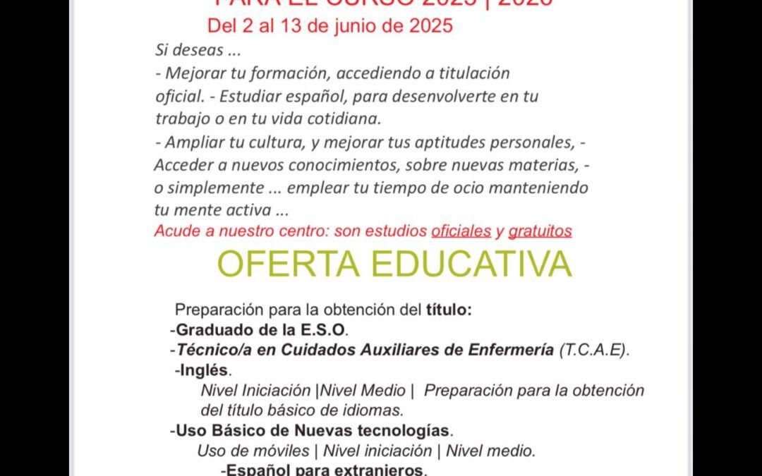 Comienza la matrícula del SEP Balcón de Europa para el curso 2025/2026