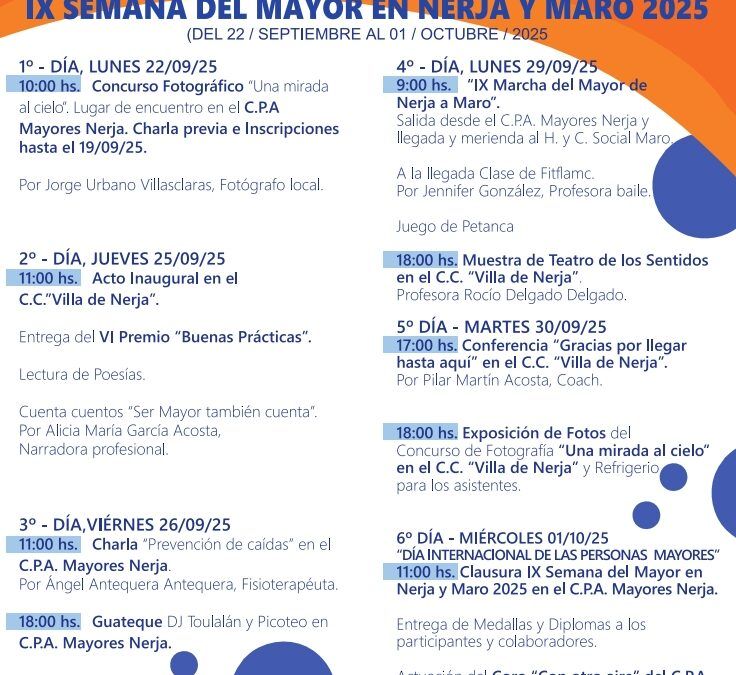 Nerja y Maro celebran la IX Semana del Mayor con un completo programa