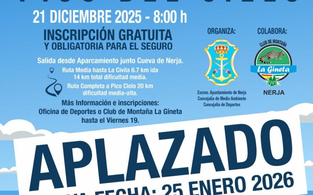 Aplazada la I Ruta Sendero Azul “Pico del Cielo” por previsión meteorológica
