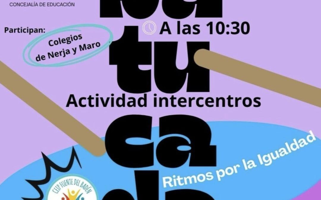 Escolares de Nerja y Maro celebran una gran batucada por la igualdad en la Plaza de España