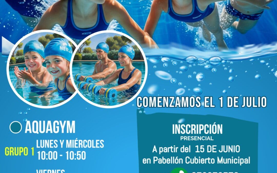 Vuelven las actividades acuáticas de verano a la piscina municipal de Nerja
