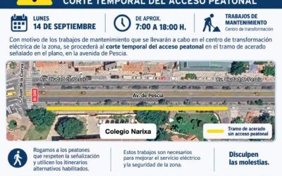 Corte temporal del acceso peatonal en la avenida de Pescia junto al Colegio Narixa